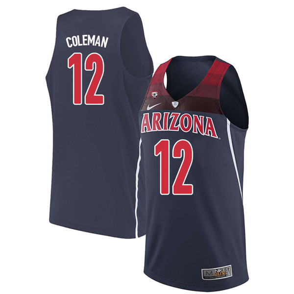 2018 Men #12 Justin Coleman Arizona Wildcats College Basketball Jerseys Sale-Navy